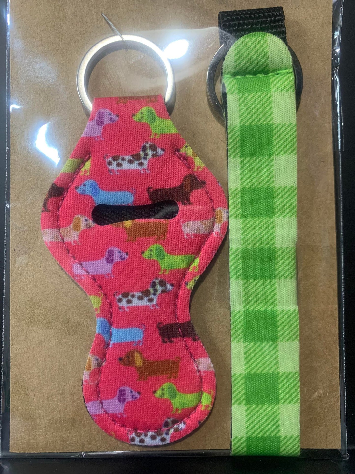 2 PC PINK DOG AND GREEN PLAID