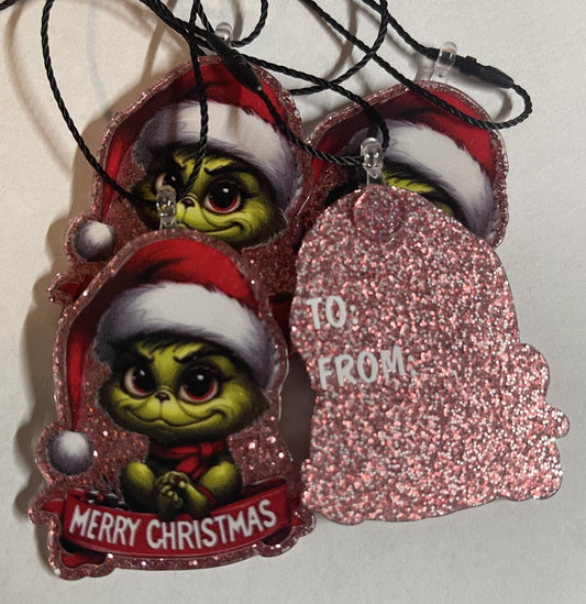 BABY GRINCH KEEPSAKE GIFT TAG ORNAMENT SET OF 5