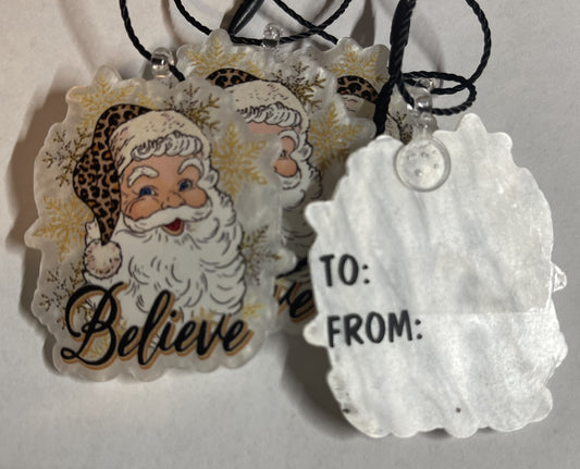 SANTA BELIEVE KEEPSAKE GIFT TAG ORNAMENTS SET OF 5