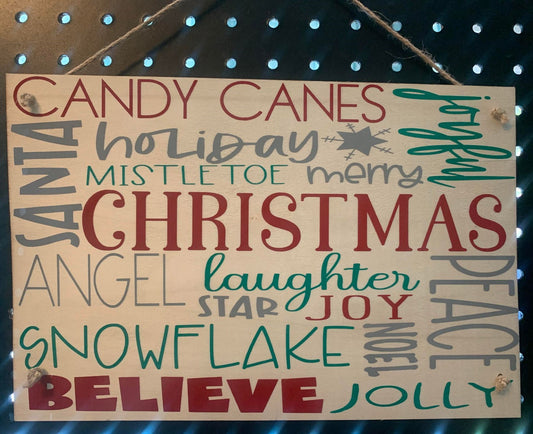 CHRISTMAS SIGN WITH CHRISTMAS WOODS