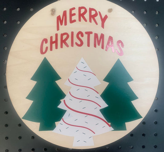 ROUND LITTLE DEBBIE CHRISTMAS TREE SIGN