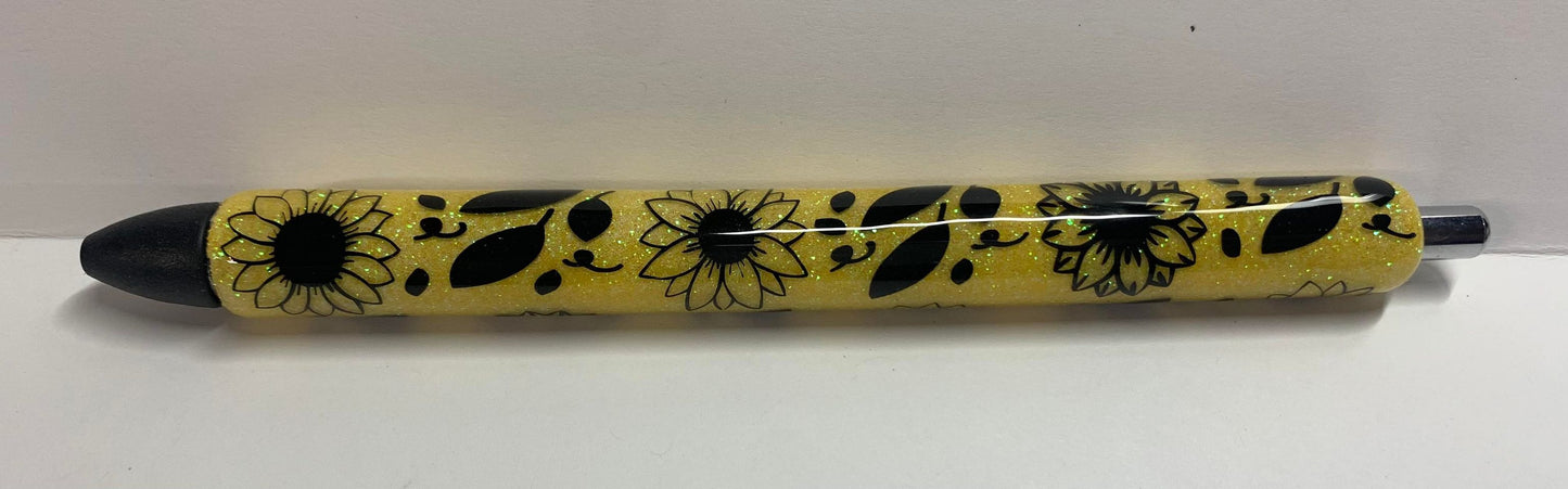 SUNFLOWER GLITTER PEN WITH BLACK VINYL