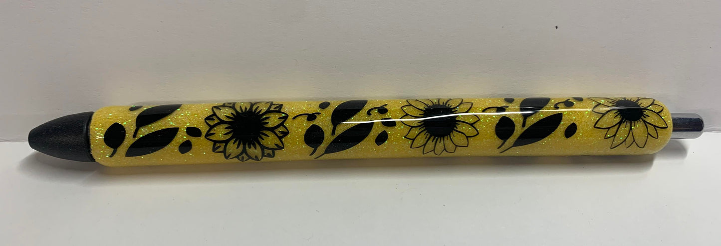 SUNFLOWER GLITTER PEN WITH BLACK VINYL