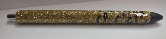 GOLD LEOPARD PRINT GLITTER PEN