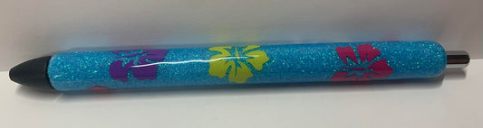 HIBISCUS GLITTER PEN - DIFFERNET COLORS AVAILABLE AND FLOWER COLOR AND PATTERN WILL VARY