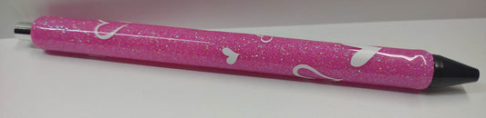 HOT PINK GLITTER PEN WITH WHITE HEARTS