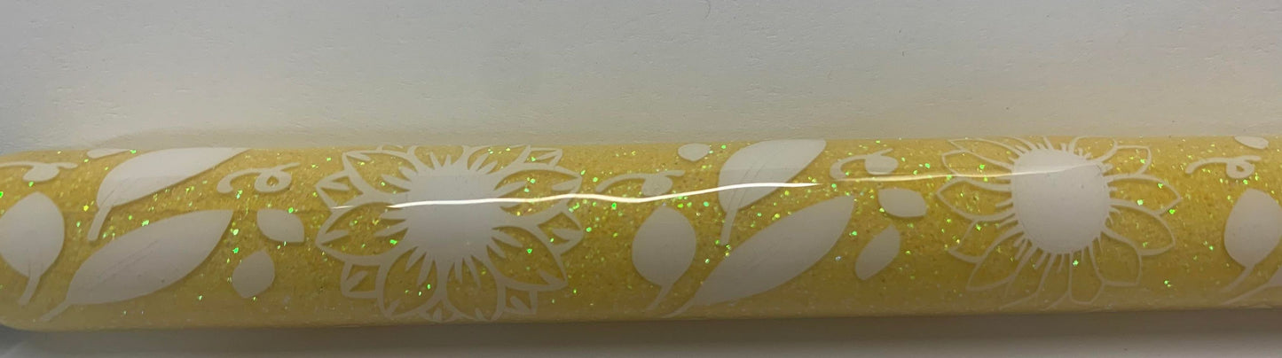 SUNFLOWER GLITTER PEN - WHITE VINYL