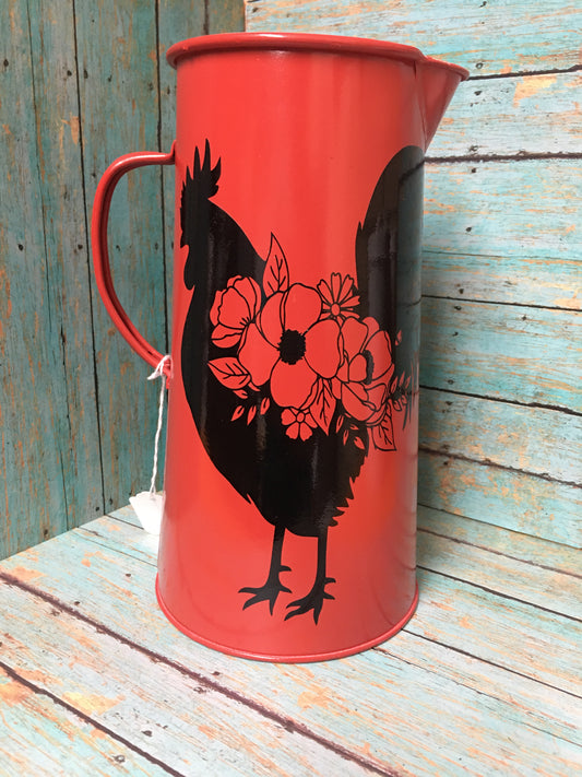 Red Pitcher with Rooster