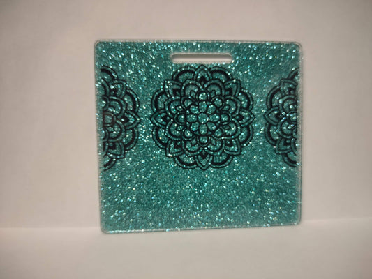 Mandala with Teal Glitter Horizontal