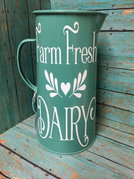 Teal Pitcher Farm Fresh Dairy